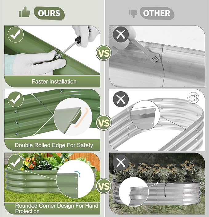 Galvanized Raised Garden Bed Outdoor- 2 Pcs Raised Beds for Gardening| Metal Planter Box, Steel Raised Garden Bed Kit with Gloves for Vegetables, Flower, Herbs (4x2x1FT, Green)-PurrikoPets