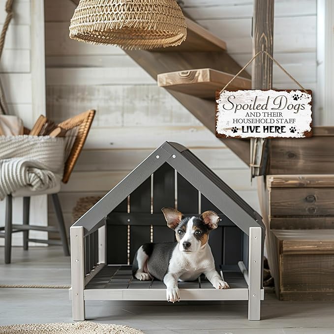 Dog Signs For Home Decor Gifts For Dogs Owners Dog Bedroom Decor Wood Dog Family Decoration Dog Room All You Need Is Love And A Dog Sign Spoiled Dogs And Their Household Staff Live Here Signs 12x6 In-PurrikoPets
