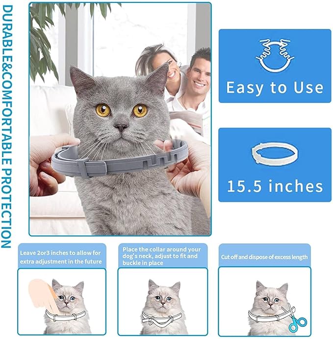 Flea Collar for Cats, Flea and Tick Collars for Cats and Kittens, 8 Month Protection, Gray, 1 Pack CAT-PurrikoPets