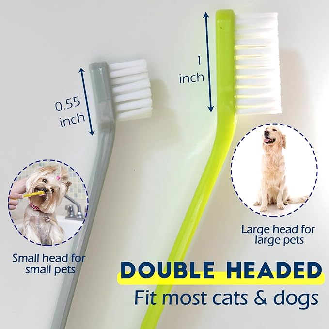 200 Pcs Dog Toothbrush Cat Tooth Brushes Bulk, Double Sided Brushing Kit, Teeth Cleaning Kit Soft Bristles Long Handle, Pet Tooth Brush for Small to Large Dog, Cat, Puppy & Kitten, 10 Colors-PurrikoPets