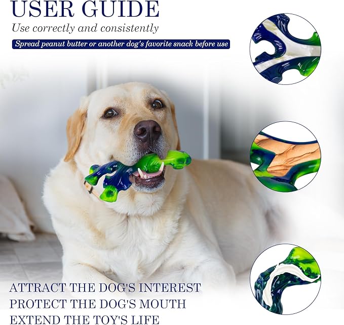 3-Pack Indestructible Nylon Dog Chew Toys for Aggressive Chewers - Long-Lasting Durable Bone-Shaped Toys, Large Breed Dogs, Tough Puppy Teeth Enrichment-PurrikoPets