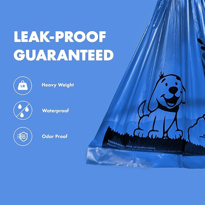 GORILLA SUPPLY 1000 Dog Poop Waste Bags with Dispenser and Leash Tie, 9" x 13", Blue, 1000 Count-PurrikoPets