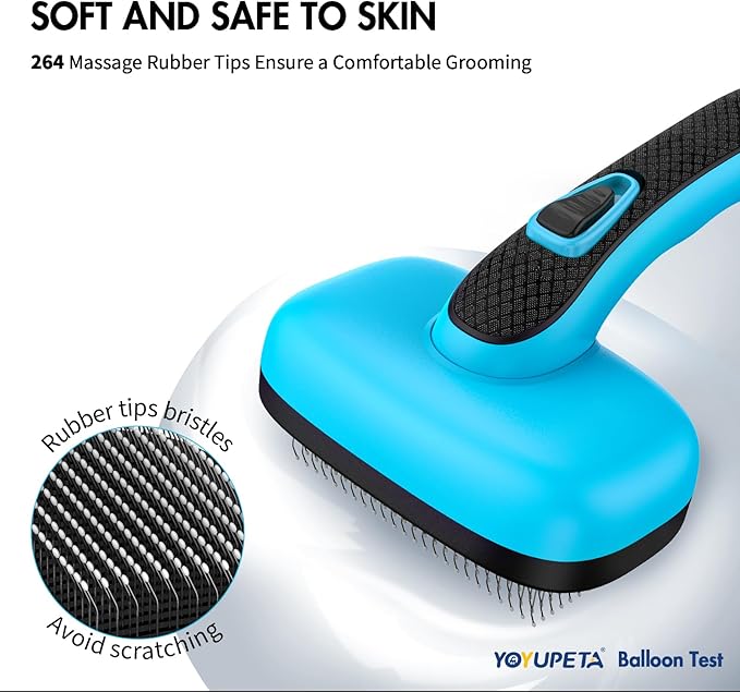 3 PCS Dog Grooming Brush Kit – Self Cleaning Slicker Brush for Shedding Short & Long Haired Dogs & Cats. Removes Loose Fur, Undercoat, Mats, Tangles for Small, Medium & Large Pets. Blue-PurrikoPets