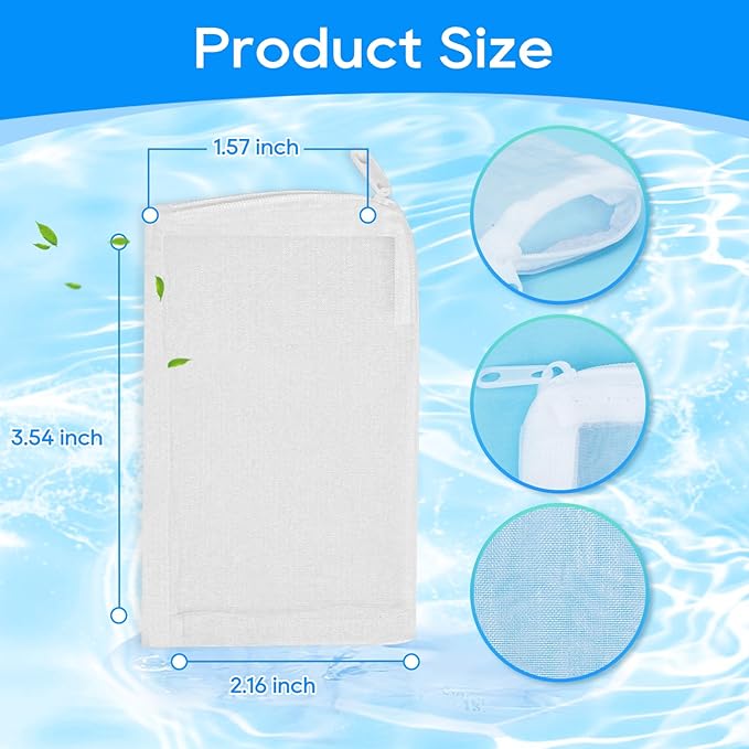 15PCS Media Bags for Aquarium, Extra Fine Mesh Bag Reusable Nylon Net Aquarium Filter Bags with Plastic Zipper for Extra Fine Resins Filter, 2.4 x 4 Inch-PurrikoPets