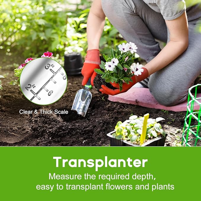 Garden Tool Set, 3 Pack Aluminum Heavy Duty Gardening Kit Includes Hand Trowel, Transplant Trowel and Cultivator Hand Rake with Soft Rubberized Non-Slip Ergonomic Handle, Garden Gifts-PurrikoPets