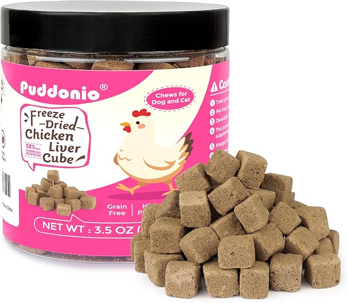 Freeze Dried Cats & Dogs Raw Treats, All Natural Single Ingredient Chicken Liver, High Protein Healthy Pet Training Treats or Food Topper, 3.5 oz-PurrikoPets