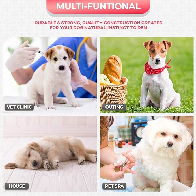 FDW Dog Crate for Small Dogs 24 Inch Folding Metal WirePet Cage Double Door W/Divider Panel Indoor Outdoor Kennel Leak-Proof Plastic Tray,Pink-PurrikoPets