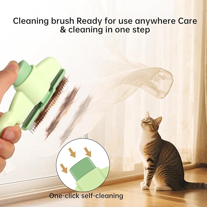 Flea Comb and Pet Hair Removal Glove for Cats & Dogs Brush for Shedding Pet Hair Removal Comb with Long & Short Stainless Steel Teeth for Deshedding & Clothing/Couch/Furniture/Carpet/Car Seat-PurrikoPets