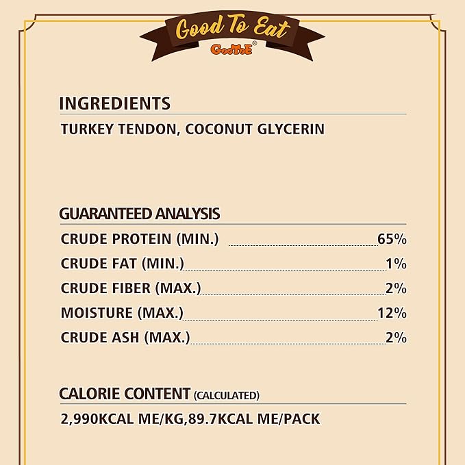 Gootoe Turkey Tendon Dog Treats, Stick (M) 3.17 oz, USA-Sourced Turkey Tendon, Natural Snack, Premium Puppy Chews, Hypoallergenic, Rawhide Free, Reseal Value Bags, Size for Medium Dogs-PurrikoPets