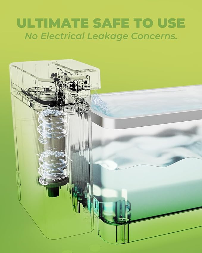 Furbulous 316 Stainless Steel Automatic Water Fountain with Ultrafiltration Tech, 3.3L/112oz Large Bowl, Ultra-Quiet, BPA-Free Dish Two Modes Water Dispenser for Cats/Medium Dogs/Pets (Black)-PurrikoPets