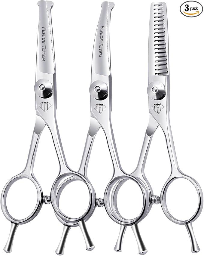 Dog Grooming Scissors: 3 in 1 Pet Shears Set Made Of Advanced Stainless Steel Alloy for Trimming Dogs Cats and Other Pets Face and Paws-PurrikoPets
