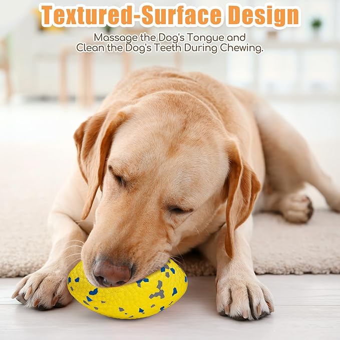 4.72" Indestructible Large Rugby Balls for Aggressive Chewers Durable Olive Bouncy Interactive Football Toy for Dogs Fetch Game Lightweight Floating Outdoor Training, Yellow-PurrikoPets