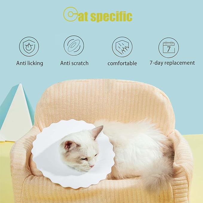 4Pcs Soft Cat Cone, Collar for Cats to Stop Licking, Lightweight, Disposable & Hygienic with Weekly Throwing Design, Multiple Wearing Methods (S/M/L)-PurrikoPets