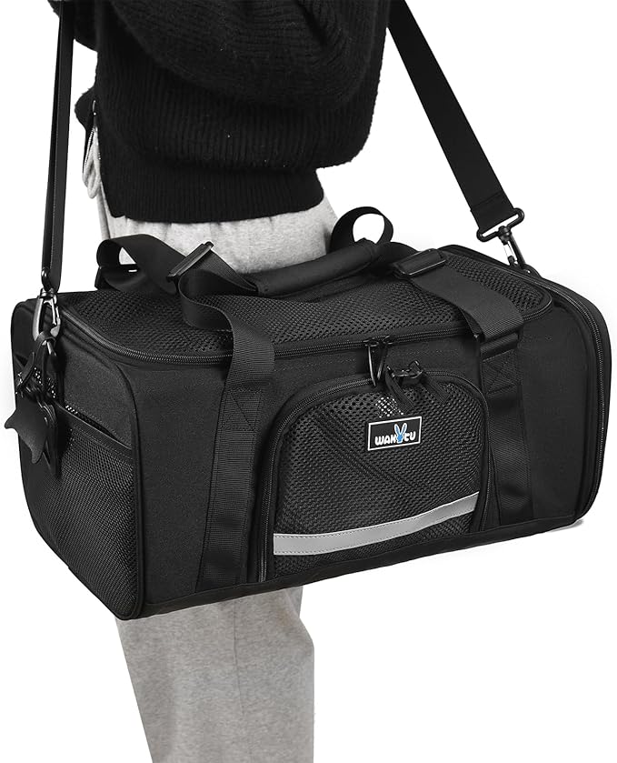 Airline Approved Pet Carrier, Collapsible Cat Carrier, Expandable Dog Carrier, 900D High Density Oxford Cloth, Wear-Resisting, Anti Tearing, Safety Lock Zipper, Reflective Tape-PurrikoPets