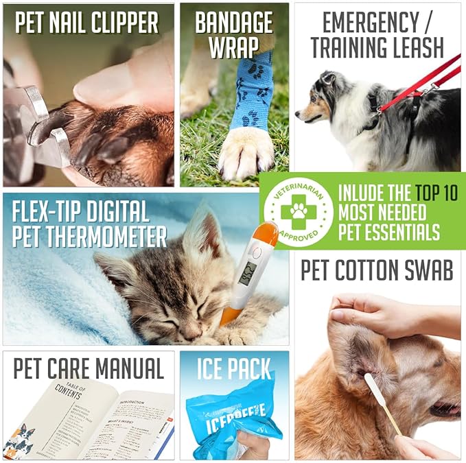 EVERLIT Pet Medic First Aid Kit | Vet-Approved Animal Care Kit with 95 Pcs Medical, Outdoor & Emergency Supplies to Treat Dogs, Cats | Travel-Friendly Compact Bag for Home, Car and Travel (Blue)-PurrikoPets