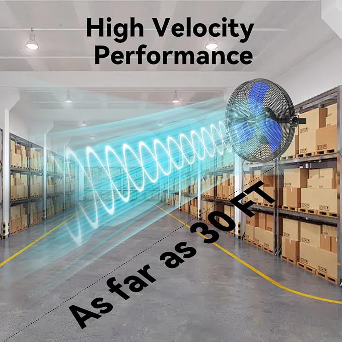 14 Inch Wall Fan Pro Series - Waterproof Motor High Velocity Wall Mount Fans for Commercial, Residential, Warehouse, Covered Patio, Shop, Garage, Barn 3 Speed 3000 CFM UL Safety Listed-PurrikoPets