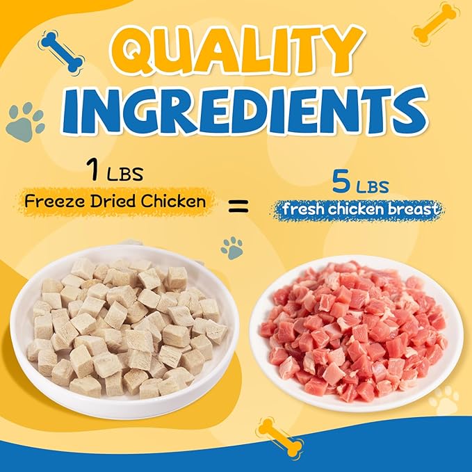 gazeupon Freeze Dried Chicken Treats for Dogs & Cats, Single Ingredient Natural and Healthy Training Treats & Food Topper, High Protein Dog Snacks,10.58 oz-PurrikoPets