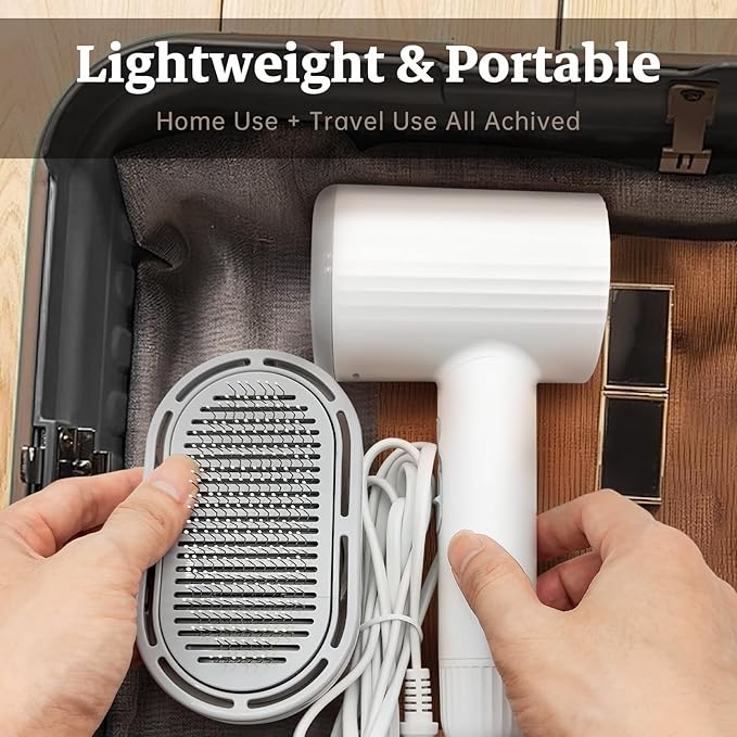 Dog Hair Dryer, Professional 2-in-1 Pet Hair Dryer & Grooming Brush with Removable Comb, Adjustable Temperature/Speed, Portable Dryer for Dogs and Cats-PurrikoPets