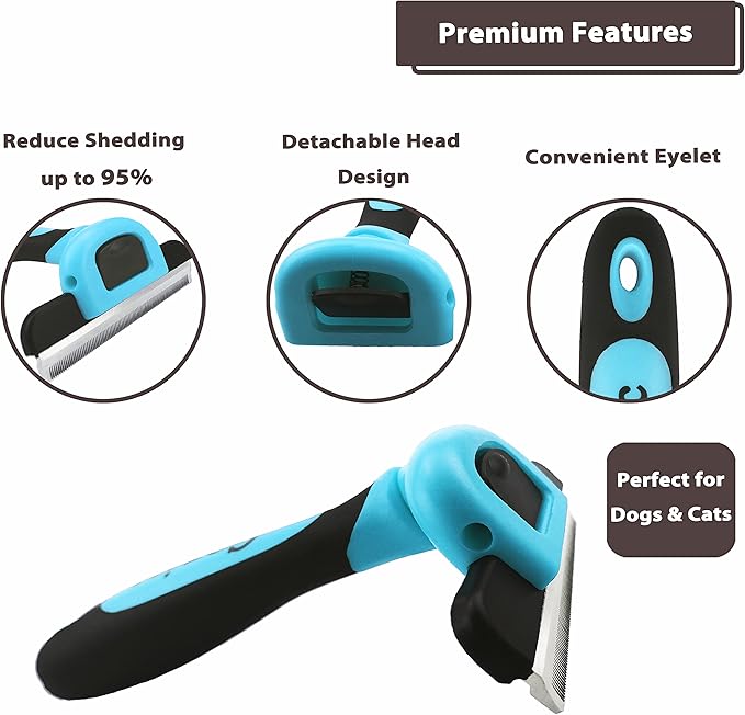 Gonicc PDT- 1001 Professional Pet De Shedding comb Tool Blue-PurrikoPets