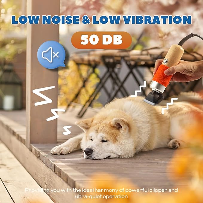 200W Pet Grooming Clippers for Thick Heavy Coats, 2000-6000rpm Stepless Speed Control & 10ft Power Cord, Low Noise< 50db, Dog Trimmer Kit with Extra Detachable Blade & 2 Limit Combs of 4 Sizes-PurrikoPets