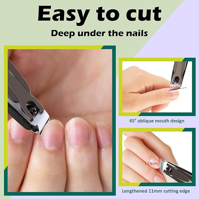 GLAMFIELDS Nail Clipper with Catcher, Large Fingernail Toenail Clipper,Slanted Edge Nail Clippers Leather Case Packed Good Gift for Men and Women 2PACK Large/Small-PurrikoPets