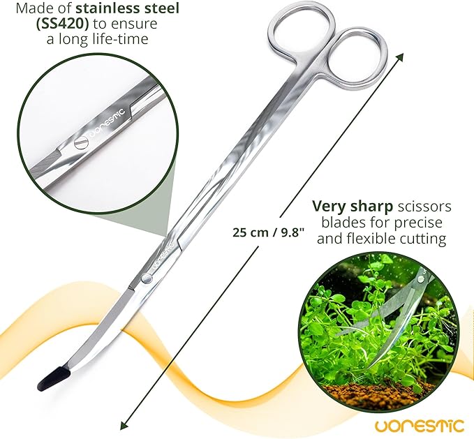 4Pcs Aquascaping Tools, Terrarium Tools, Aquarium Tools Set with Stainless Steel Aquarium Tweezers, Aquarium Scissors and Spatula - Aquascape Tools Set for Trimming, Maintenance-PurrikoPets