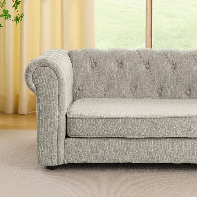 Dog Sofa Couch for Medium to Large Dogs, 55" Memory Foam Pet Sofa Couch with Washable Fabric, Durable Elevated Dog Bed with Legs, Removable Cushion for Medium and Large Dogs, Beige-PurrikoPets