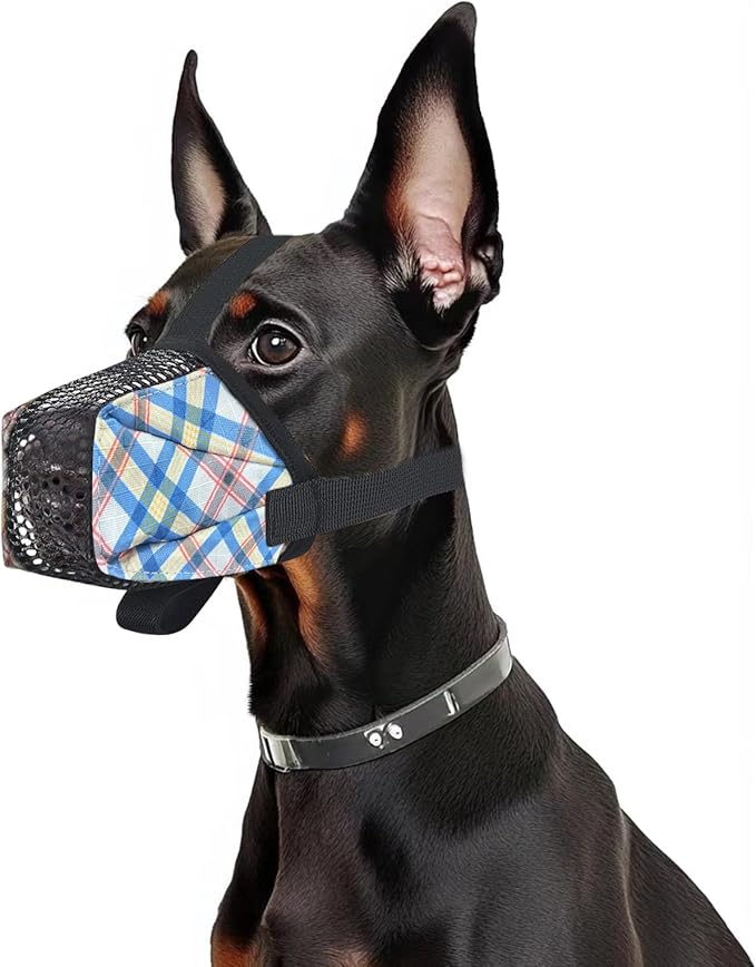 Dog Muzzle for Small Large Dogs - Soft Nylon Basket Muzzle with Adjustable Strap, Breathable Mesh Design Prevents Biting Chewing Licking Eating - Ideal for Training, Grooming & Vet Visits (Blue, S)-PurrikoPets