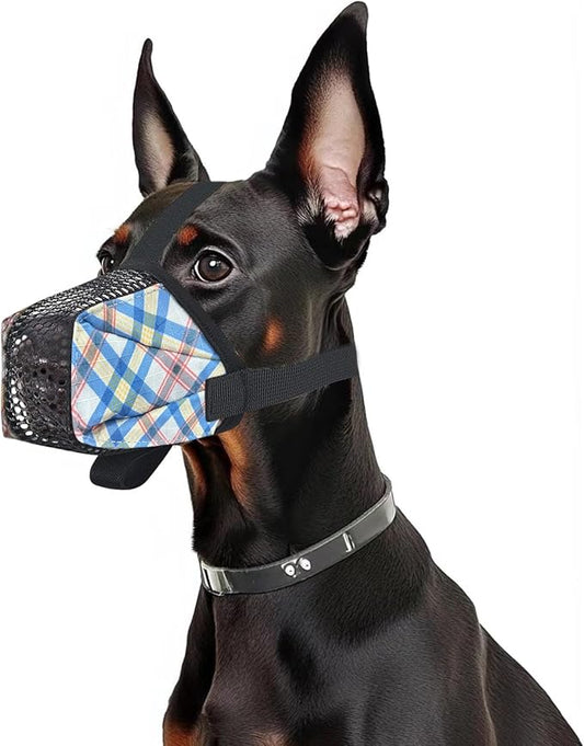 Dog Muzzle for Small Large Dogs - Soft Nylon Basket Muzzle with Adjustable Strap, Breathable Mesh Design Prevents Biting Chewing Licking Eating - Ideal for Training, Grooming & Vet Visits (Blue, S)-PurrikoPets