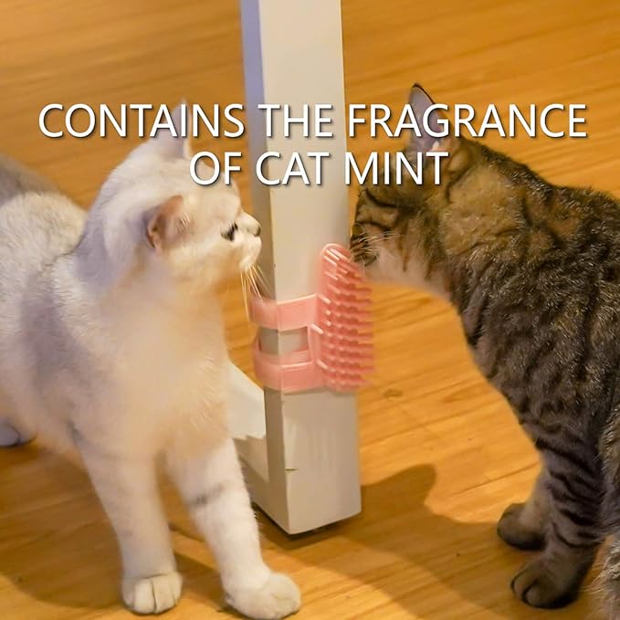 ABCOOL Cat Pet Self Grooming Comb Brush - Multi Functional Catnip Flavor Corner Massage Glove Tool for Kitten Puppy Relaxing, Extra Soft Silicone Pins Handy Hair Shedding Trimming-PurrikoPets