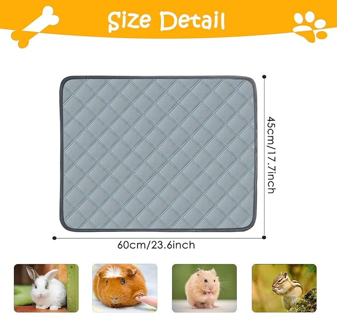 4 Pack Guinea Pig Cage Liners Washable Super Absorbent Guinea Pig Bedding Waterproof Reusable Guinea Pig Pee Pads Anti Slip Mat for Small Animals Rabbit Hamster Rat - 24" x 18"-PurrikoPets