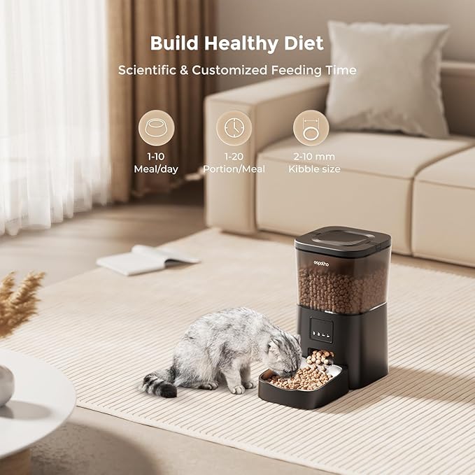 Espelho Automatic Cat Feeders WiFi: 2.4Ghz Smart APP Control- Timed Cat Food Dispenser with Desiccant Bag Keep Fresh for Indoor- Easy Set Up and Clean with Voice Recorder- Up to 10 Meals per Day-PurrikoPets