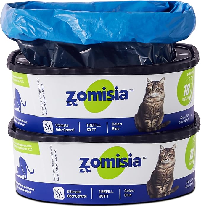 2 Pack Cat Litter Refill Bags, Non-See-Through Jumbo 60FT Cartridge Refill Total Up to 36 Weeks (Over 8 Months) Per Cat for Odor Control, Compatible with Genie Standard, Plus, Style-PurrikoPets