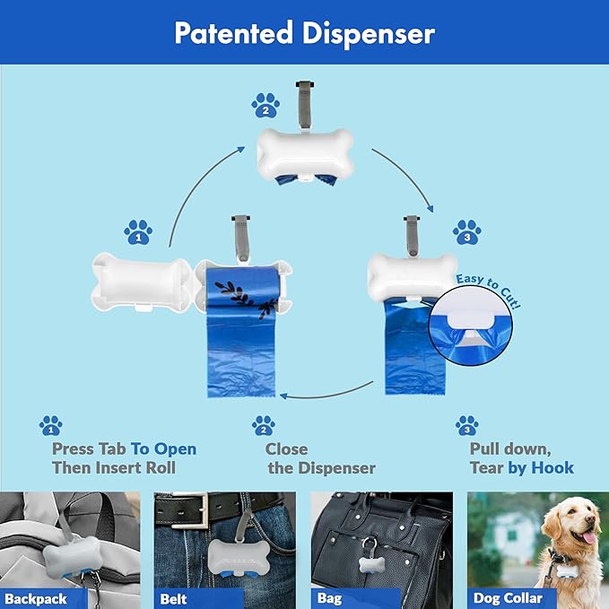 GORILLA SUPPLY 1000 Dog Poop Waste Bags with Dispenser and Leash Tie, 9" x 13", Blue, 1000 Count-PurrikoPets