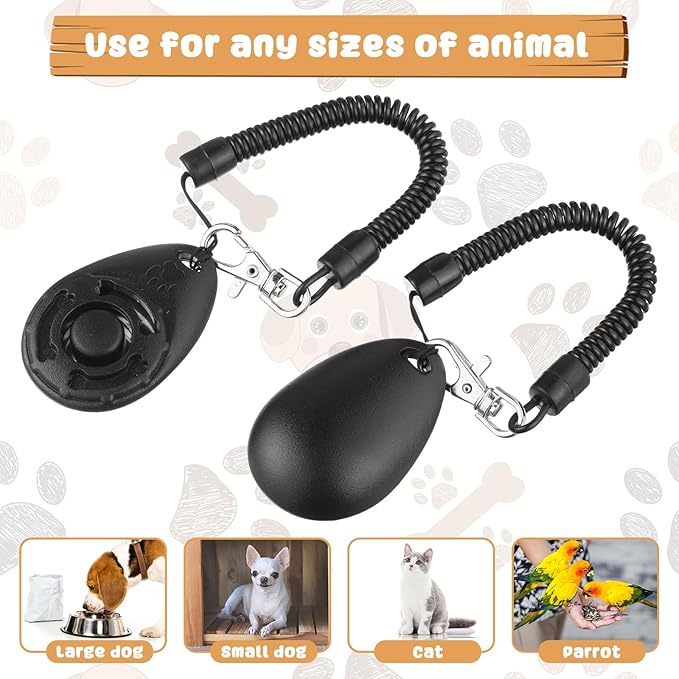Frienda 18 Pieces Dog Training Clicker, Pet Behavioral Training Clickers with Wrist Strap for Dogs Cats Puppy Birds Horses(Black)-PurrikoPets