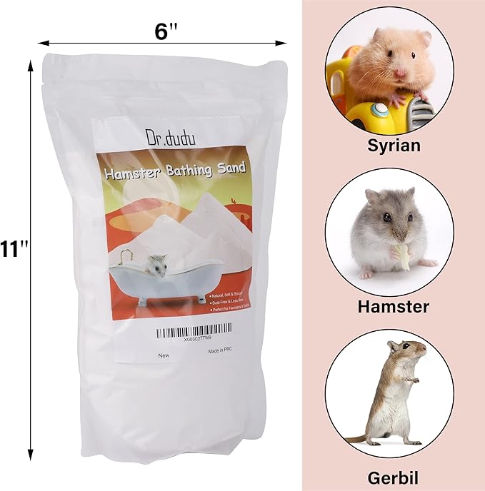 DR.DUDU Hamster Bath Sand, 6.6lb Dust Free Desert Sand or Potty Litter Sand for Hamster Chinchillas Gerbil Syrian Mice Small Animals (White)-PurrikoPets