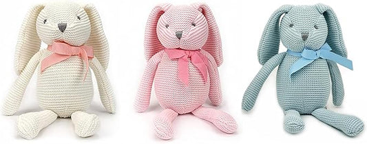 100% Organic Cotton Baby Toys Bunny Rabbit Stuffed Animals Bulk 7.1" (3pcs/Set)-PurrikoPets