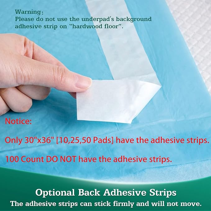 50 Count Bed Pads with Adhesive Strip 30"x36" Thicken Elderly Adults Incontinence Underpads Disposable, Heavy Duty Absorbent Chucks Waterproof, XL Extra Large Puppy Pee Training Pad-PurrikoPets