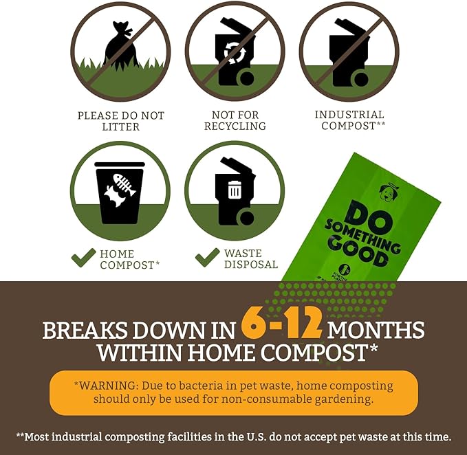 Doggy Do Good Poop Bags | Dog Waste Bags | Unscented, USDA Certified Biobased, Thick & Leak Proof, Easy Open | Standard Size | 100 Count on a Single Roll-PurrikoPets