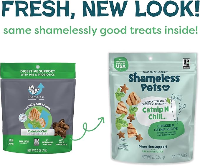 Shameless Pets Digestive Health Catnip Chicken Crunchy Cat Treats-PurrikoPets