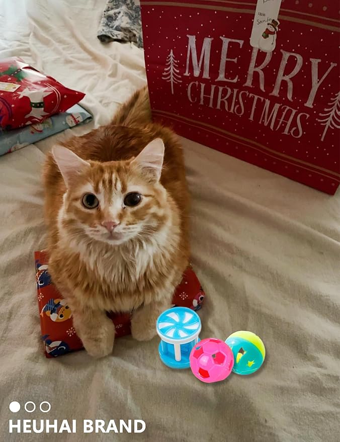 10-Pack Cat Toy Balls for Kittens and Adult Cats, Furry Fun (1.5'' - 2.1'', Cat Toys Value Pack)-PurrikoPets