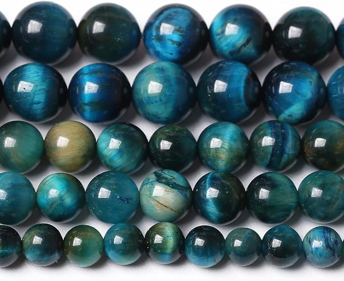 4MM 88PCS Peacock Blue Tiger Eye Stone Beads Natural Crystal Spacer Loose Beads for Jewelry Making DIY Bracelet Semi Precious 1 Strand 15 inches