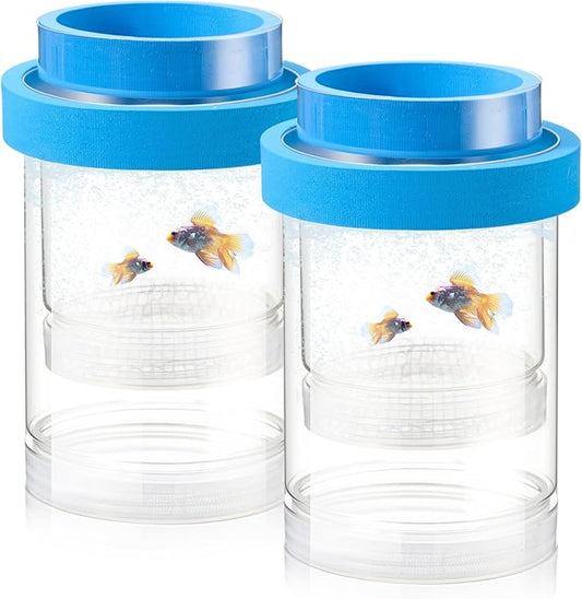 2 Pcs Breeder Box for Fish Tank Aquarium Breeder Separation Net Breeding Box with Suction Cup for Small Fish Shrimp Clownfish Guppy-PurrikoPets