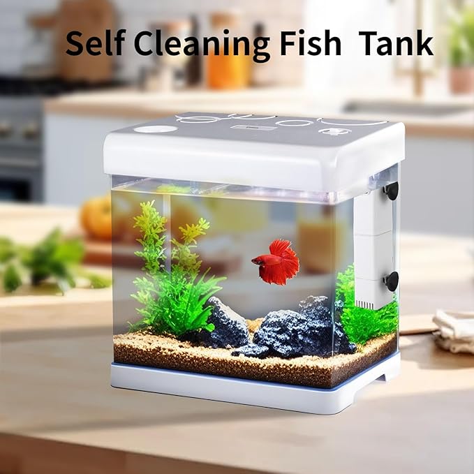 5 Gallon Glass Small Fish Tank,Betta Fish Tank with Filter and Light,White Aquarium Starter Kit.-PurrikoPets
