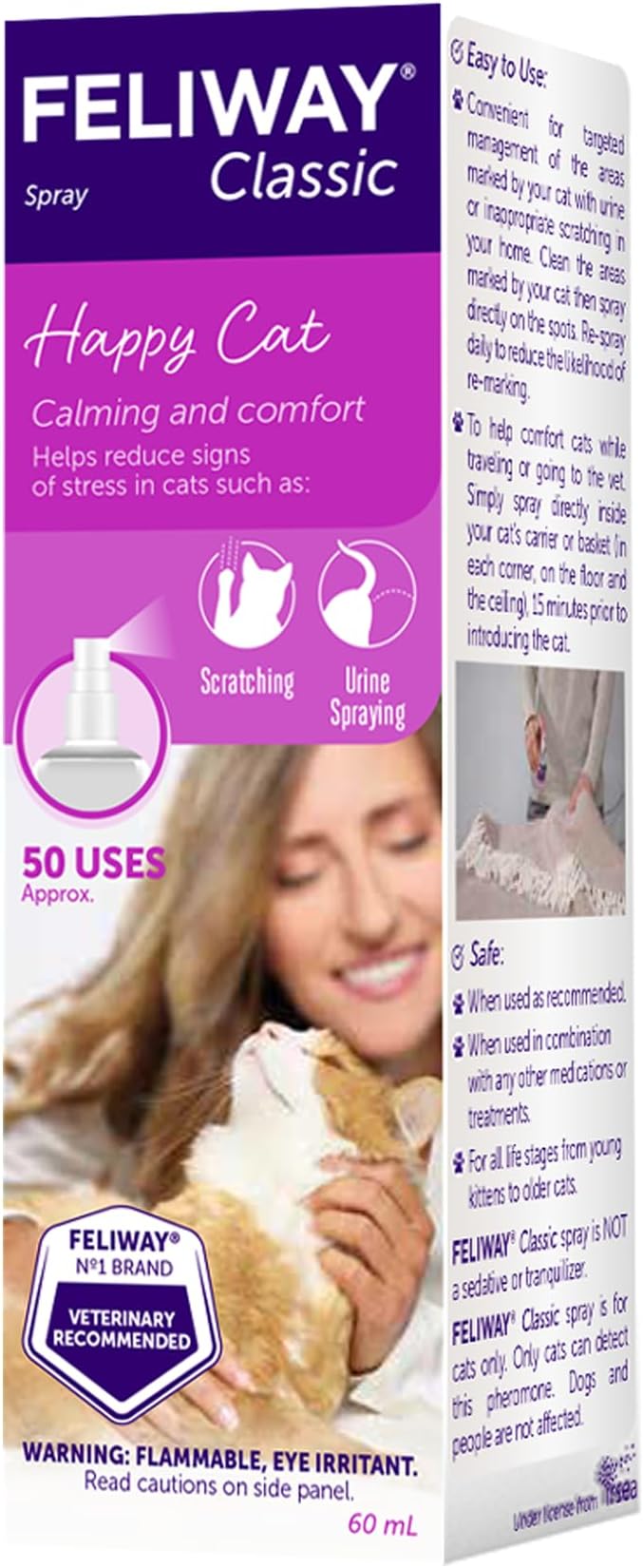 FELIWAY® Classic Cat Calming Spray, 60ml - Comforts Cats at Home and On the Go and Helps to Calm During Travel-PurrikoPets