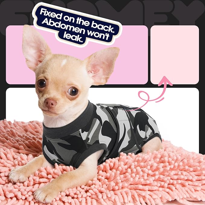 FUAMEY Dog Recovery Suit Male,Dogs Surgery Neuter Suits Puppy Spay Shirts for Female Protect Dog's Skin Anti Licking Abdominal Wounds Doggie Onesie Pet Bodysuit Alternative to Cone Grey Camouflage M-PurrikoPets