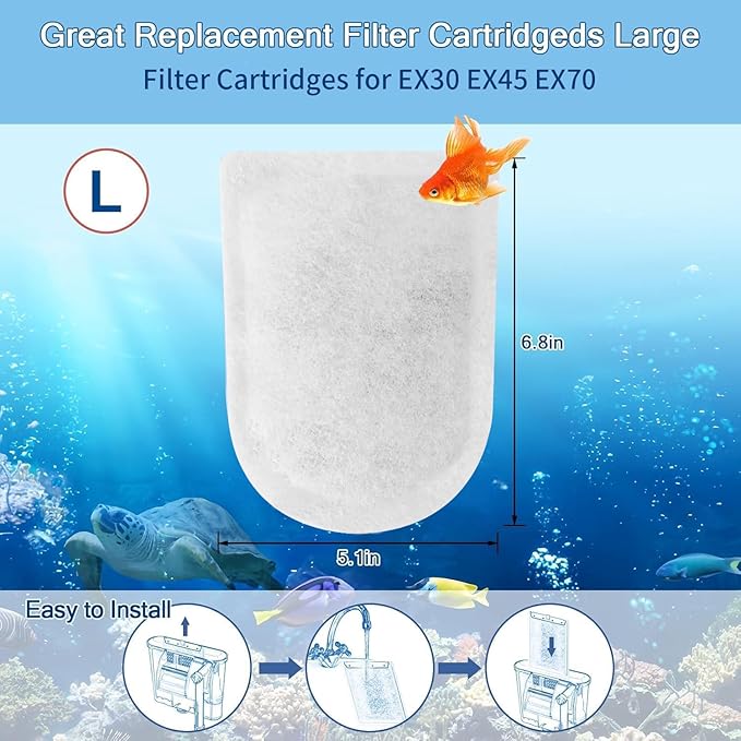 10 Packs Carbon Filter Cartridges for Whisper EX Filters, Replacement Filter Cartridges Large, Fits Whisper EX30/EX45/EX70 Filters-PurrikoPets