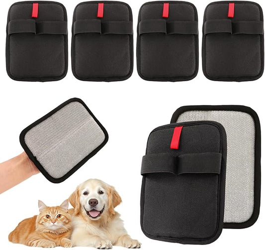 6 Pcs Pet Hair Removal Glove, Electrostatic Pet Hair Remover Gloves, Reusable Cat & Dog Hair Cleaning Gloves, Suitable for Couch, Furniture, Blankets, Curtain, Car Seat-PurrikoPets