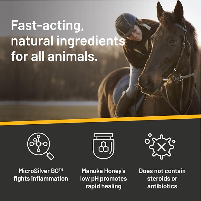 Absorbine Silver Honey Rapid Wound Repair Spray Gel 8oz Bottle, Manuka Honey & MicroSilver BG-PurrikoPets