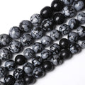 72PCS 10mm Natural Snowflake Obsidian Beads Round Loose Stone Energy Healing Gemstone Beads for Jewelry Making DIY Bracelet Necklace for Jewelry Making 32" 2 Strands